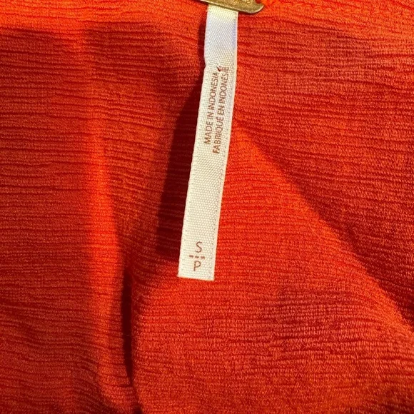 Free People Wrap Blouse – Boho Flowy V-Neck Top – Orange – Size S - Picture 3 of 4